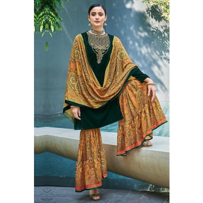 Green-Exotic-Velvet-Sharara-Suit-For-Mehndi-salv2355