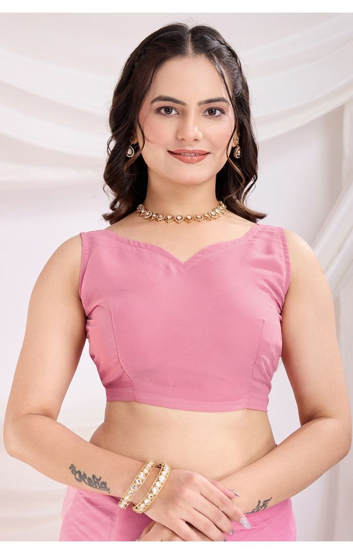 Pink Soft Net Embroidered Saree with Silk Blouse – Perfect for Wedding & Festive Wear