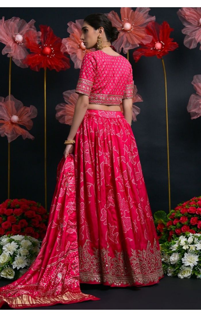Buy Russian Silk Pink Embroidered Lehenga Choli with Dupatta online - Appelle Fashion | LEHV4030