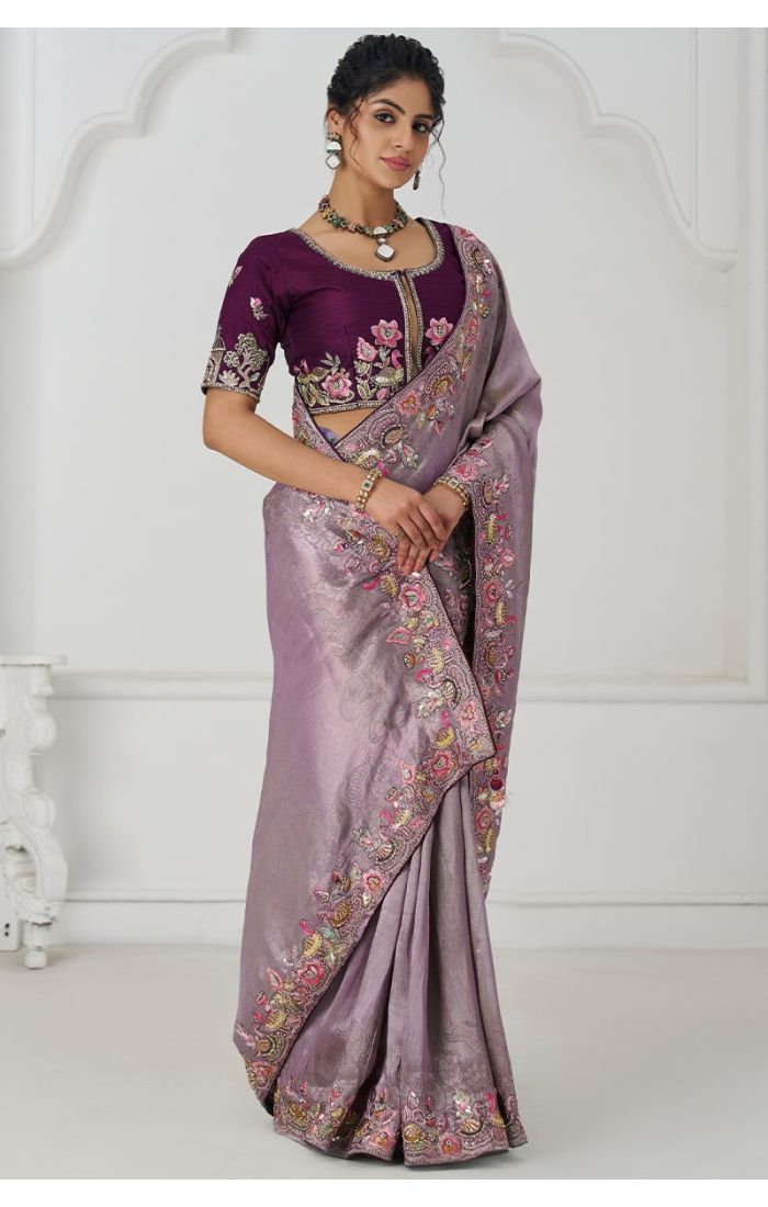  Mauve Dola Silk Saree for Festival Celebrations