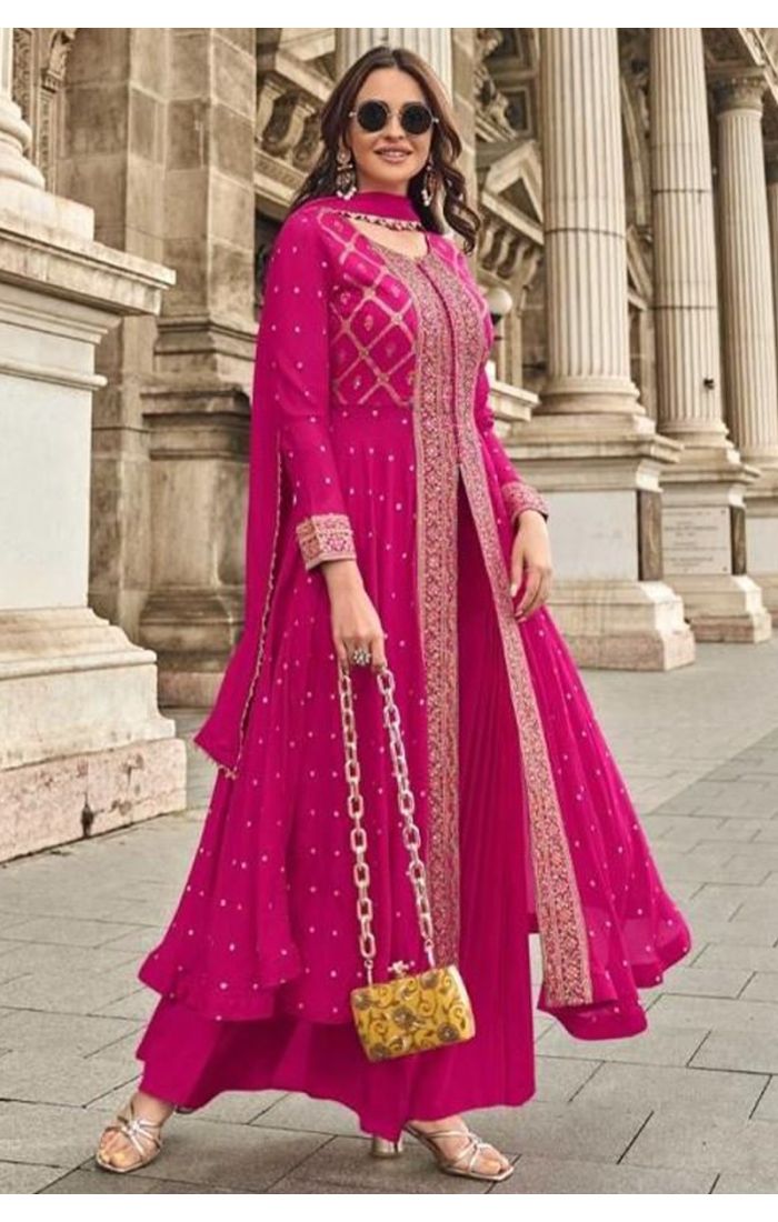 Radiant Rose Roman Silk Palazzo Suit – Wedding Outfit