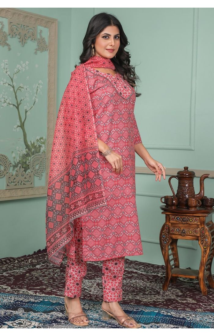 Rustic Elegance Bandhani Kurta Set with Dupatta for Festive and Wedding Wear