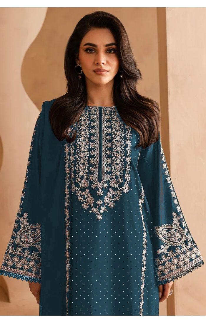  Elegant Teal Georgette Embroidered Salwar Suit – Festive & Wedding Wear