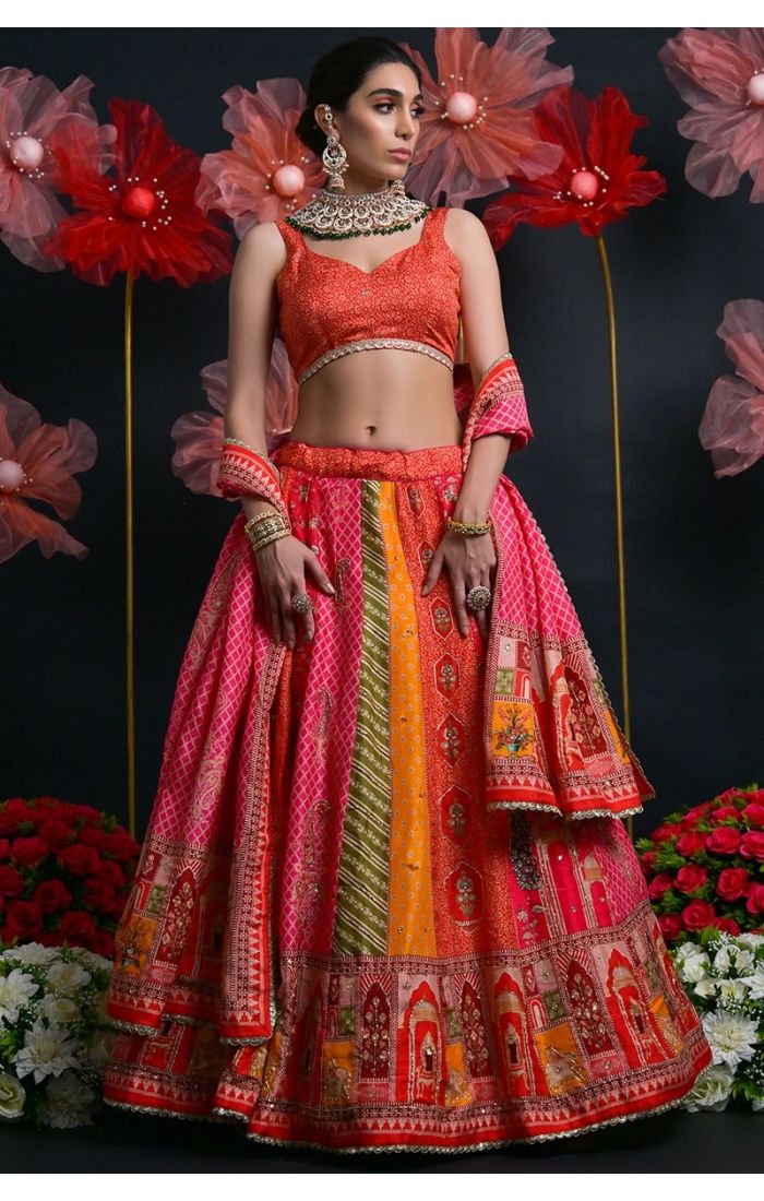 Buy Viscose Russian Silk Zardosi Embroidered Lehenga Choli with Dupatta online - Appelle Fashion | LEHV4031