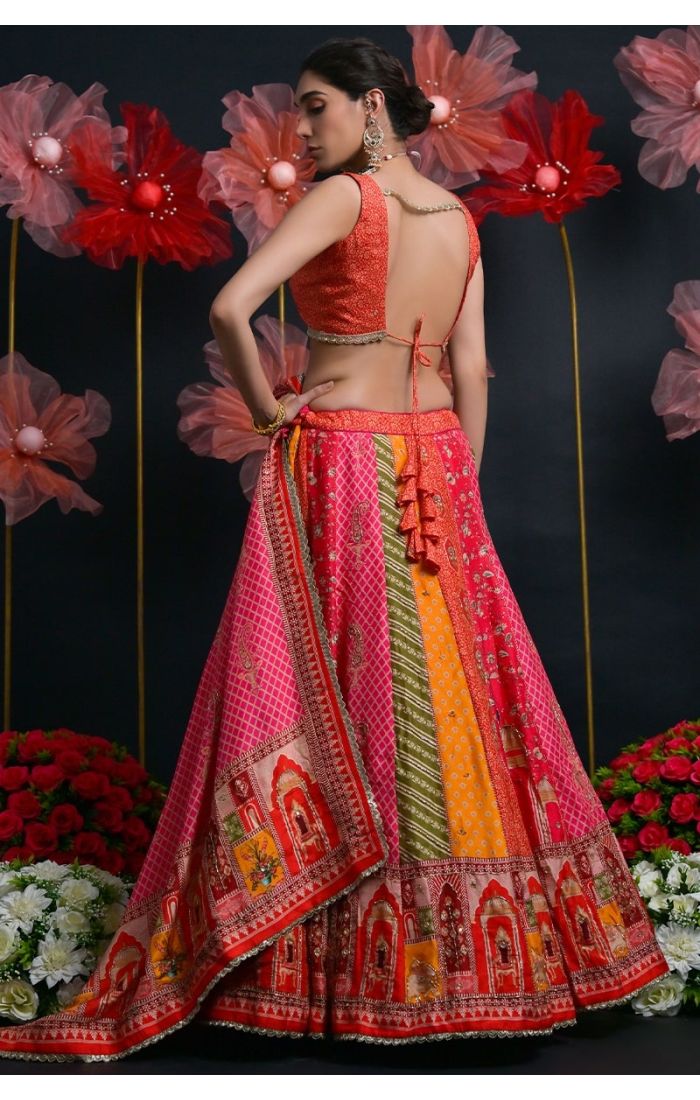 Buy Viscose Russian Silk Zardosi Embroidered Lehenga Choli with Dupatta online - Appelle Fashion | LEHV4031
