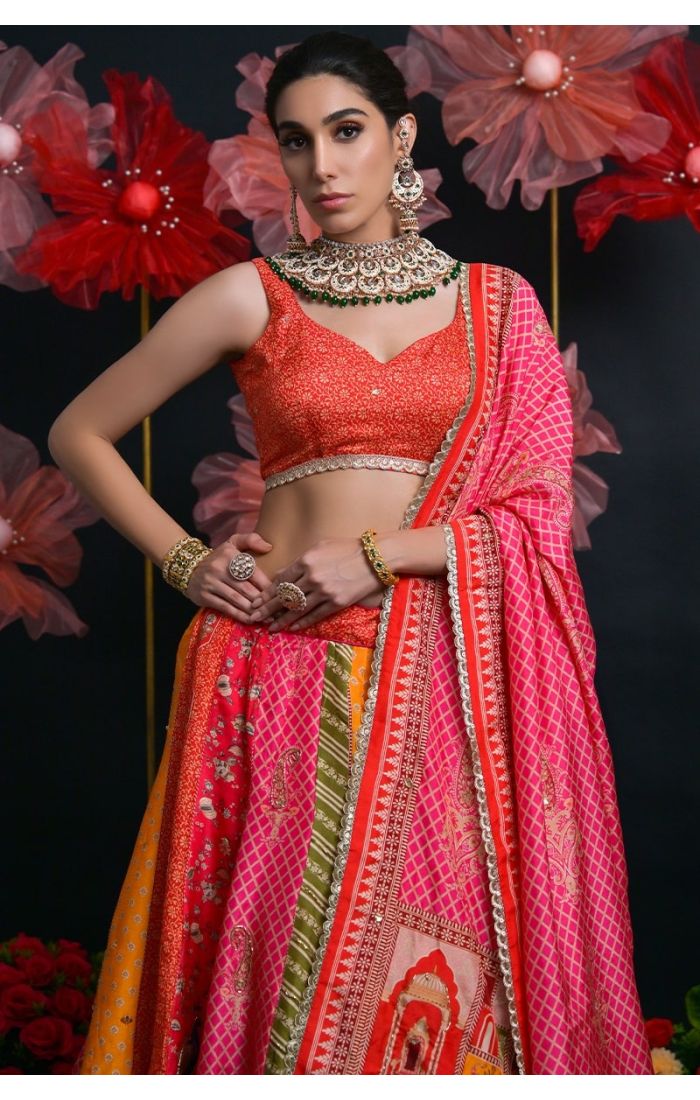 Buy Viscose Russian Silk Zardosi Embroidered Lehenga Choli with Dupatta online - Appelle Fashion | LEHV4031