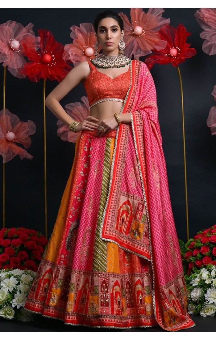 Buy Viscose Russian Silk Zardosi Embroidered Lehenga Choli with Dupatta online - Appelle Fashion | LEHV4031