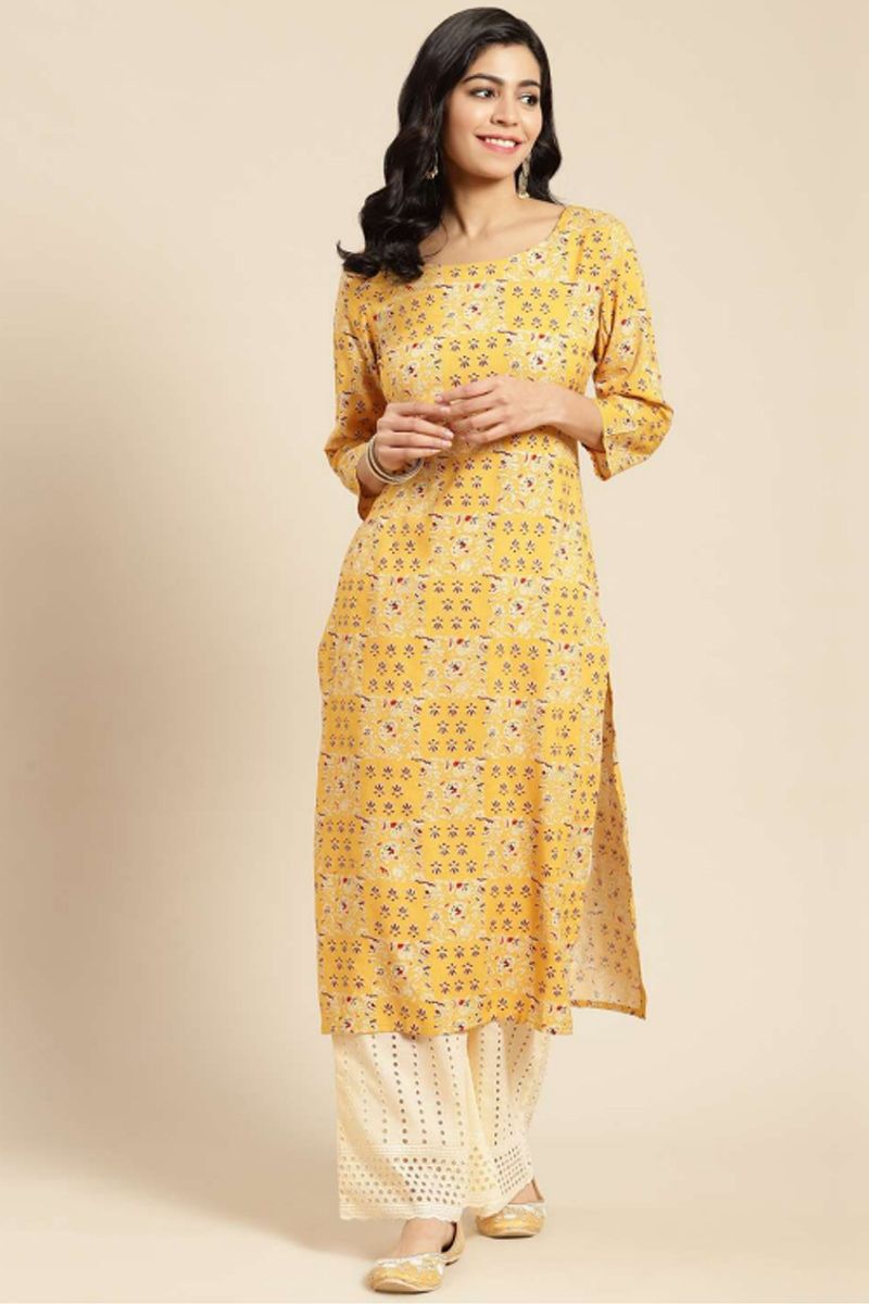 Shop Jaypore Women Mustard Yellow Kurta and slip for Women Online 39576324