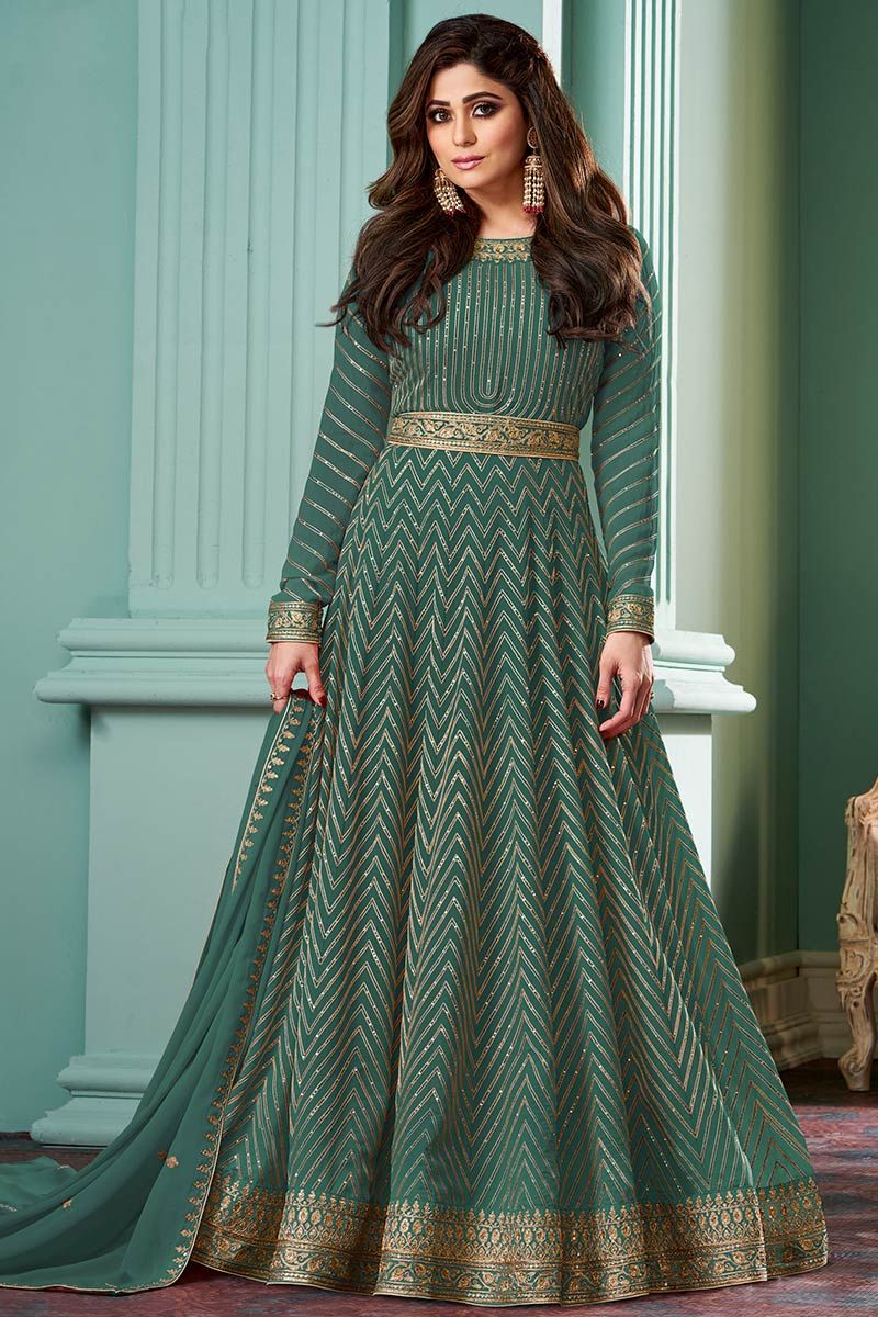 Georgette Bollywood Anarkali Suits at Rs 1493/piece in Surat | ID:  2850818410430